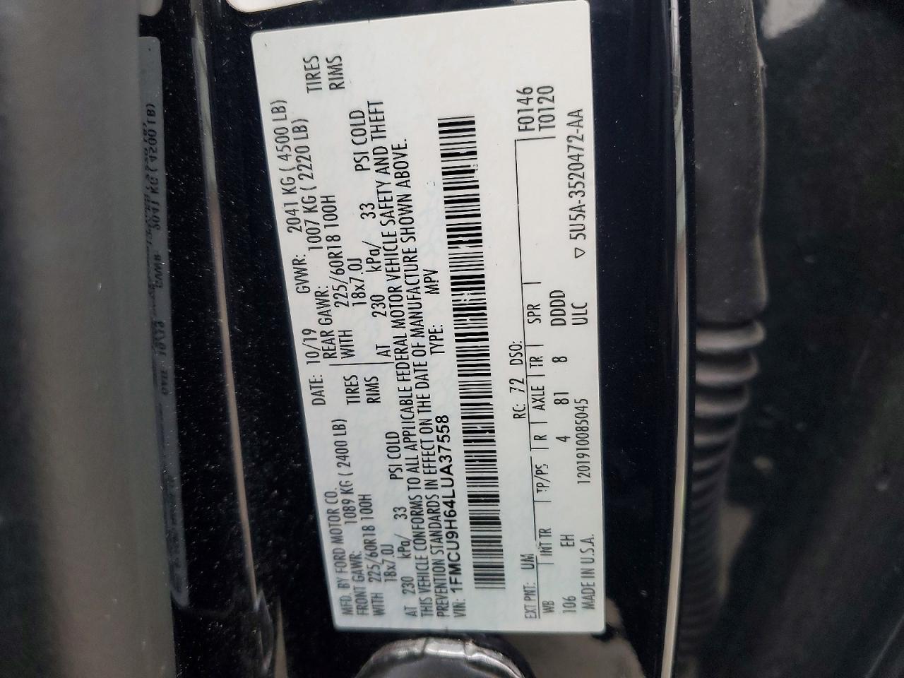 2020 Ford Escape sel