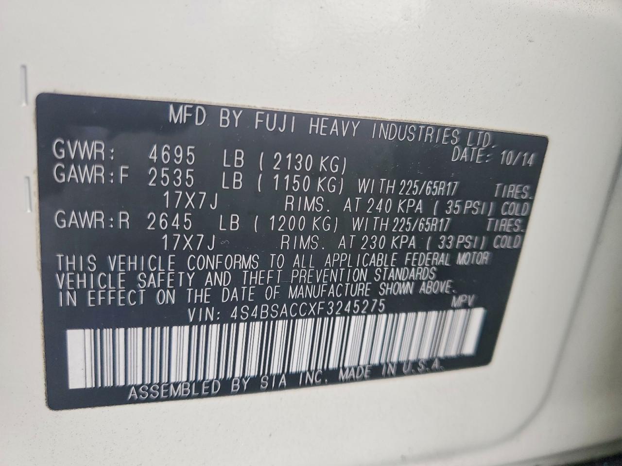 2015 Subaru Outback 2.5i Premium