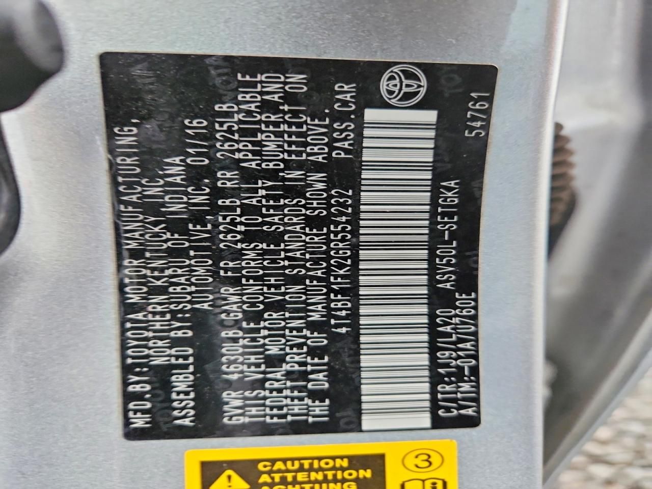 2016 Toyota Camry le