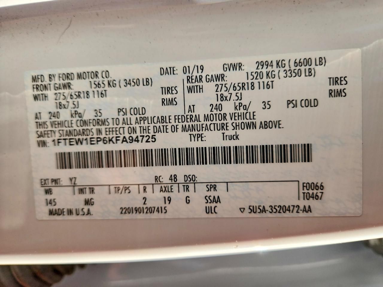 2019 Ford F150 Supercrew