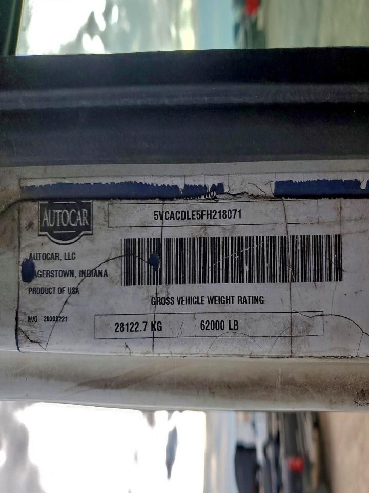 2015 Autocar Llc 2015 Autocar Xpeditor Refuse Truck