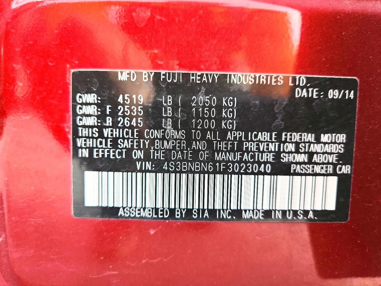 2015 Subaru Legacy 2.5i Limited