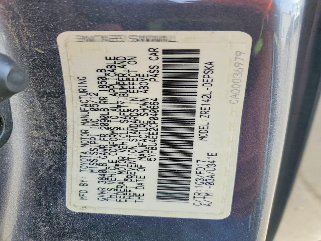 2012 Toyota Corolla Base
