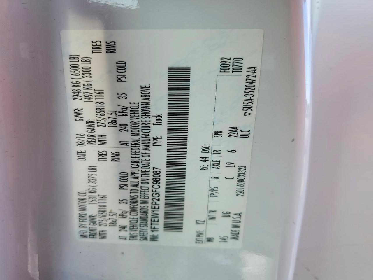 2016 Ford F150 Supercrew