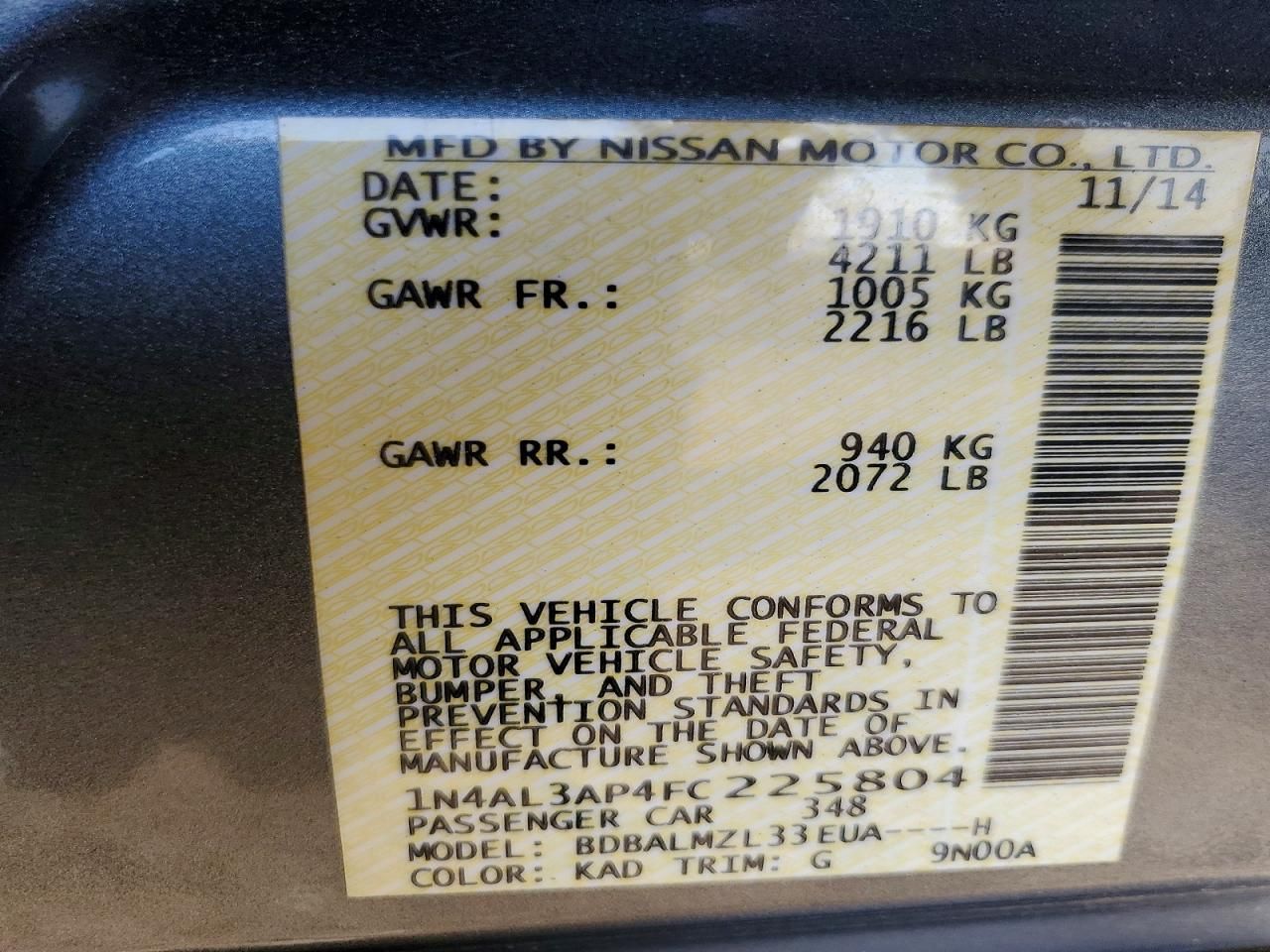 2015 Nissan Altima 2.5