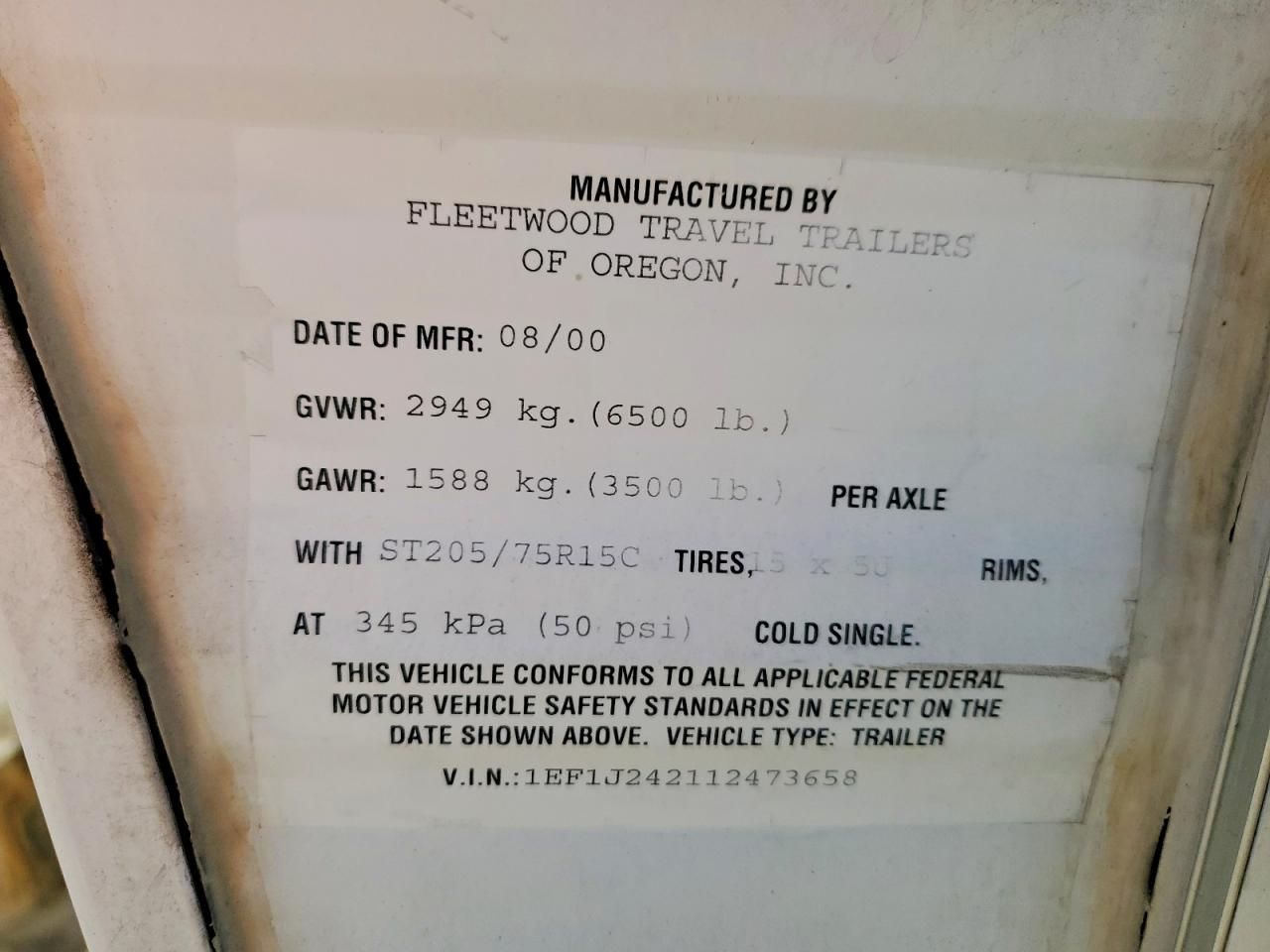 2001 Fleetwood Trailer