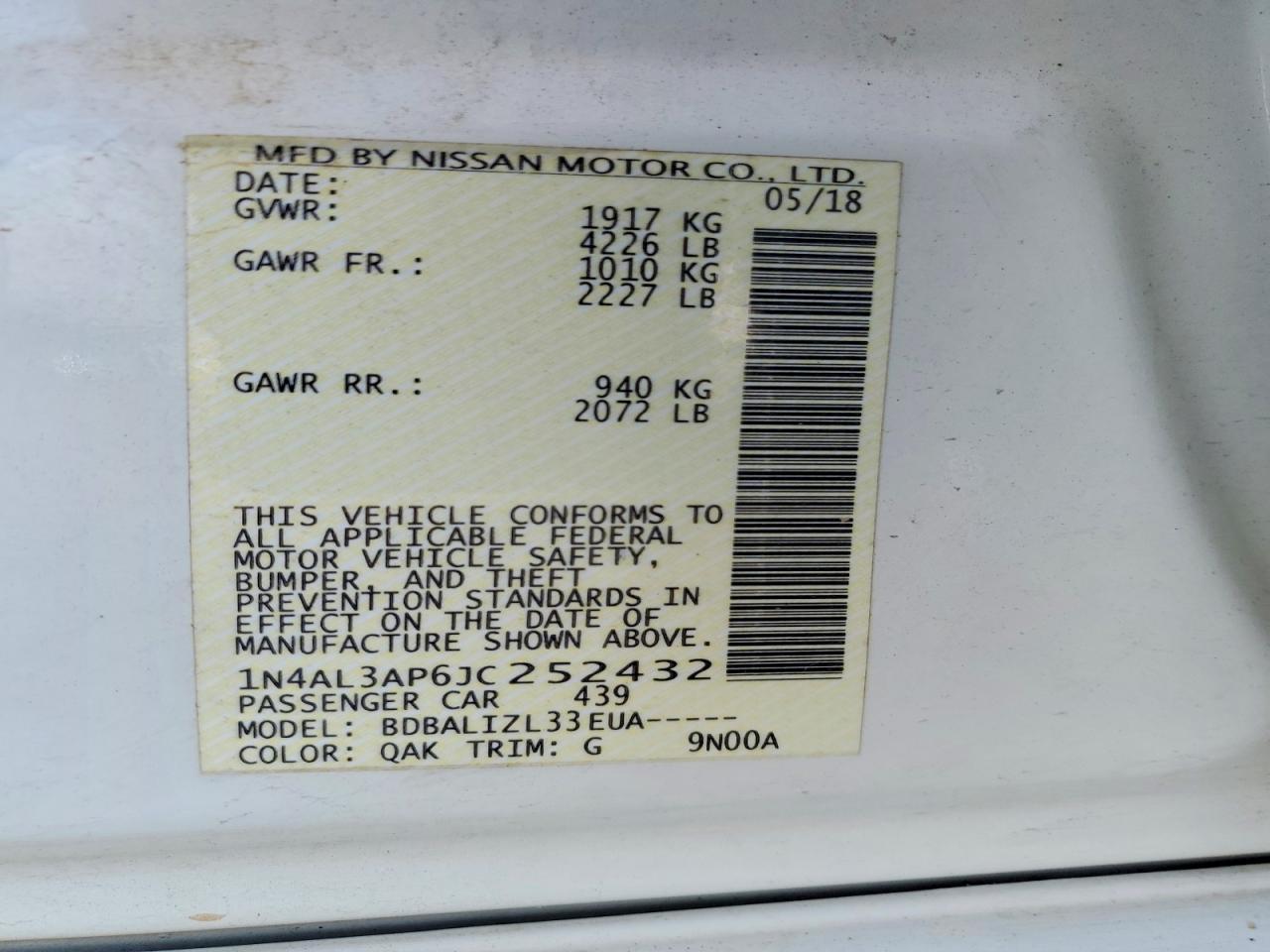 2018 Nissan Altima 2.5