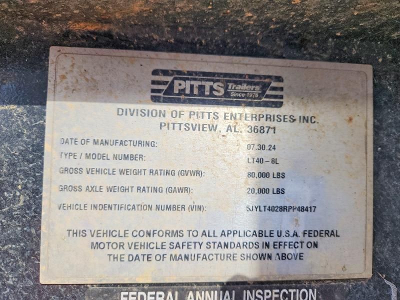 2024 Pitts LT40-8L LOG Trailer