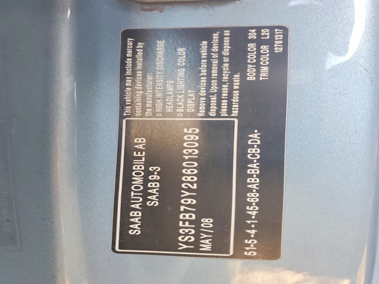 2008 Saab 9-3 2.0t