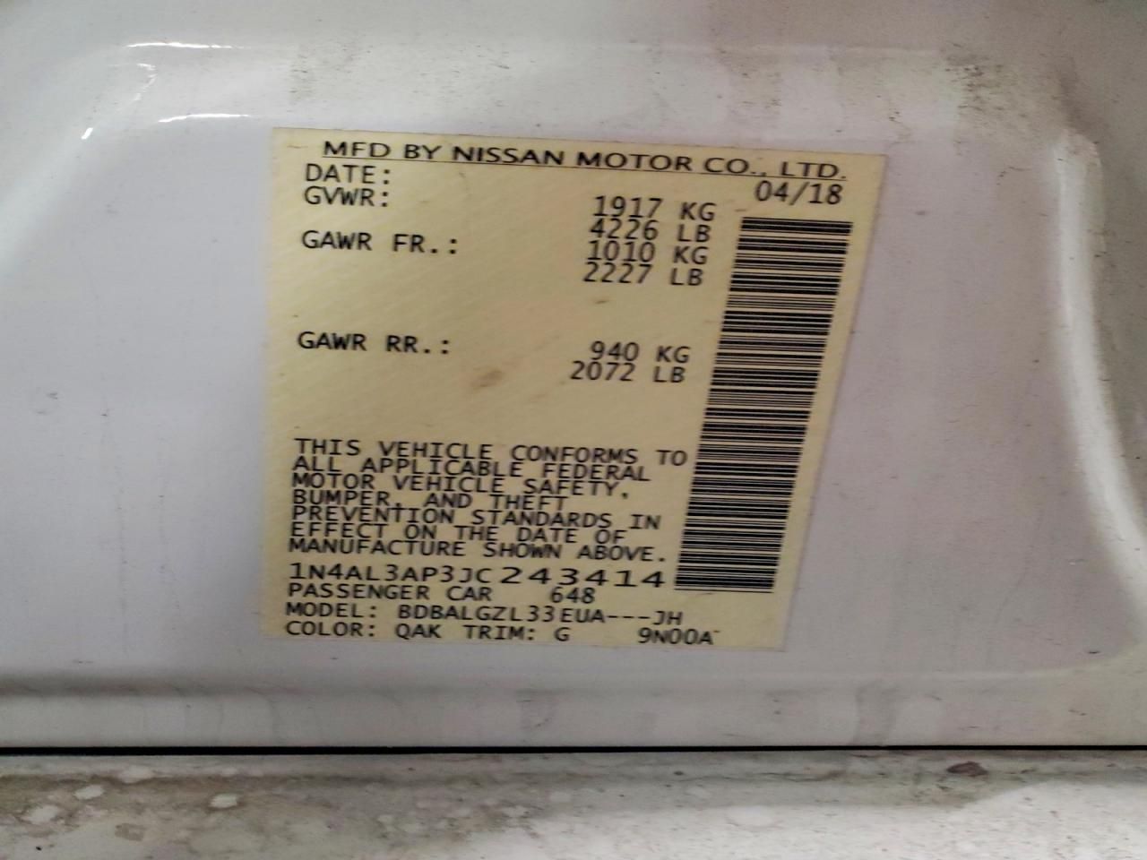 2018 Nissan Altima 2.5