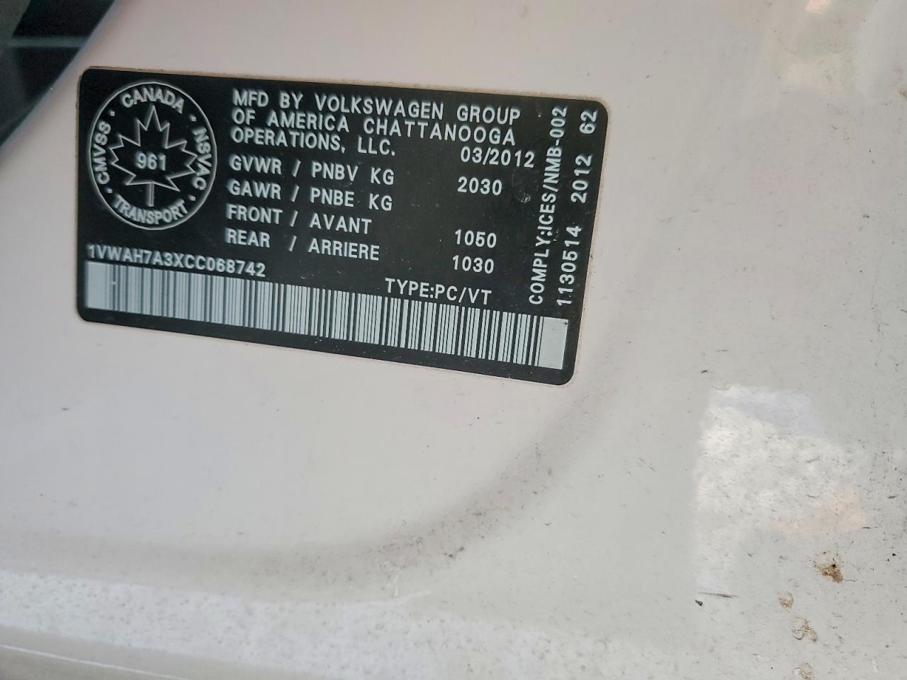 2012 Volkswagen Passat s