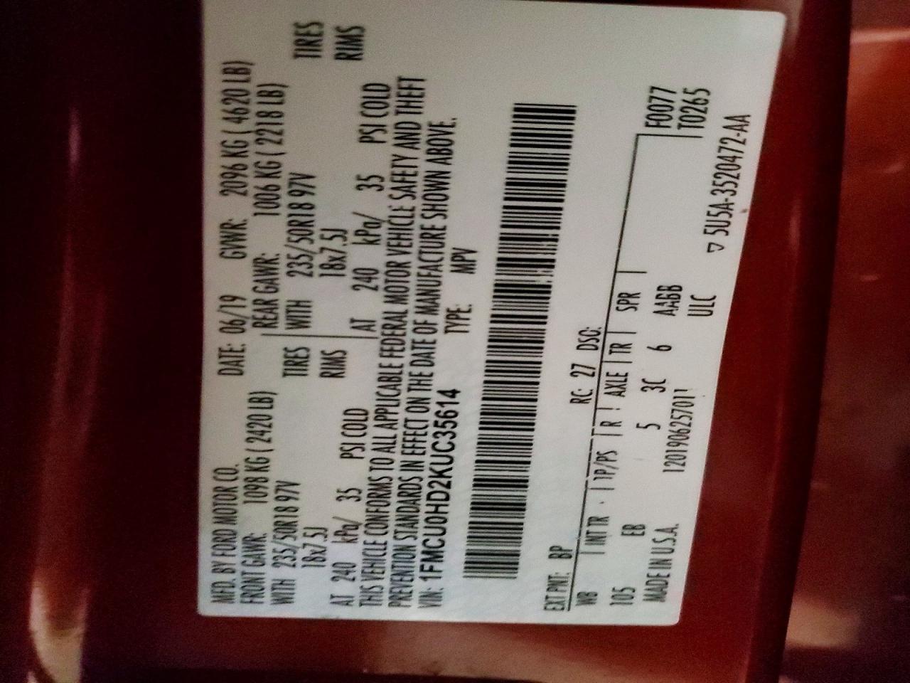 2019 Ford Escape sel