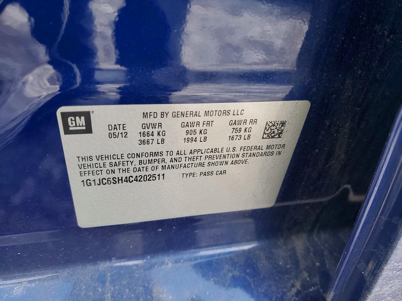 2012 Chevrolet Sonic lt