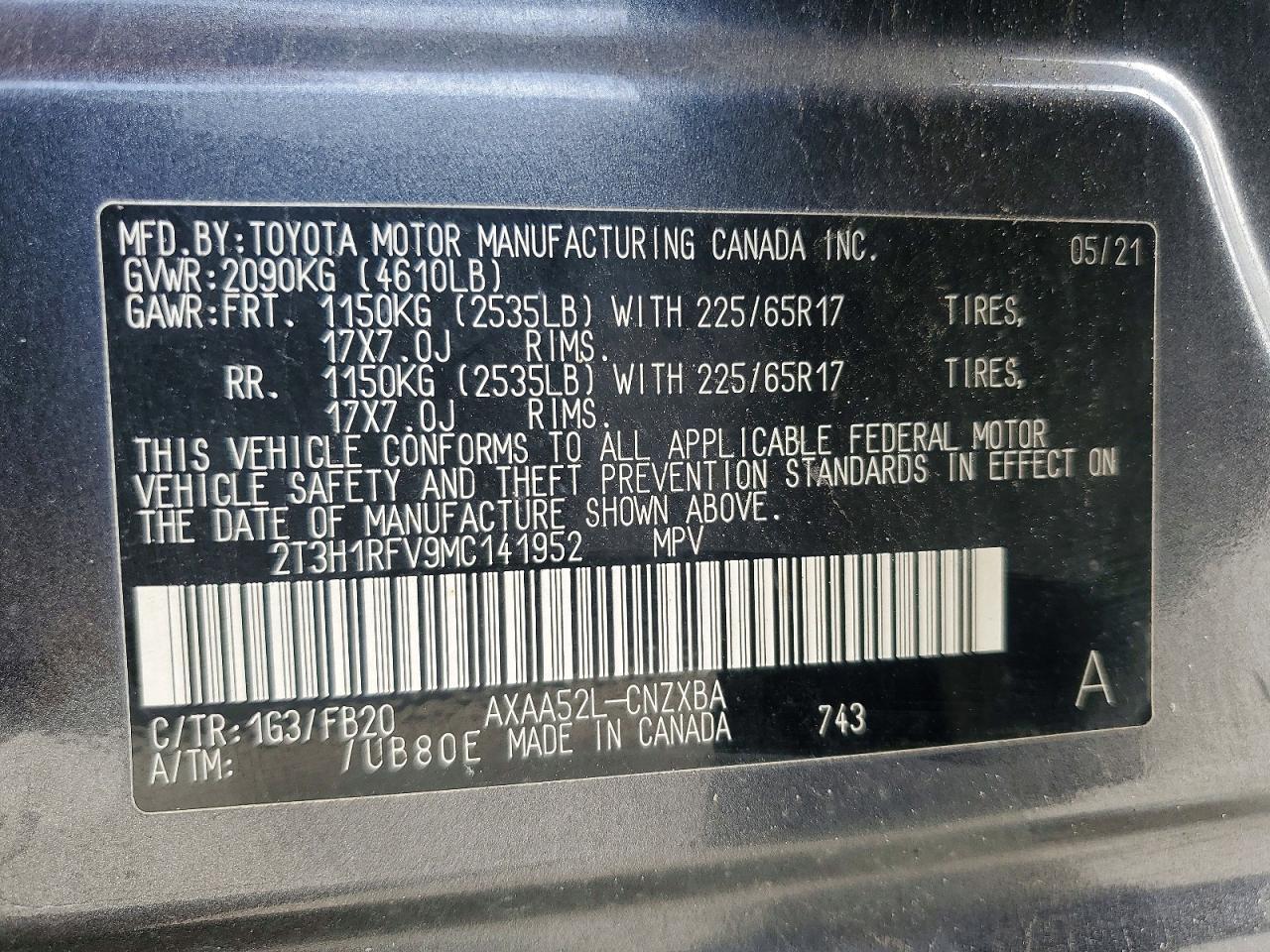 2021 Toyota Rav4 le