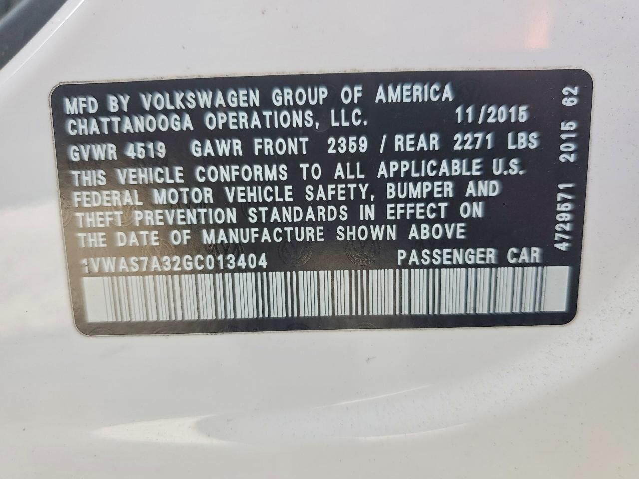 2016 Volkswagen Passat s