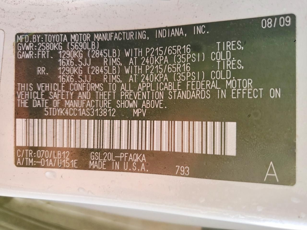 2010 Toyota Sienna xle