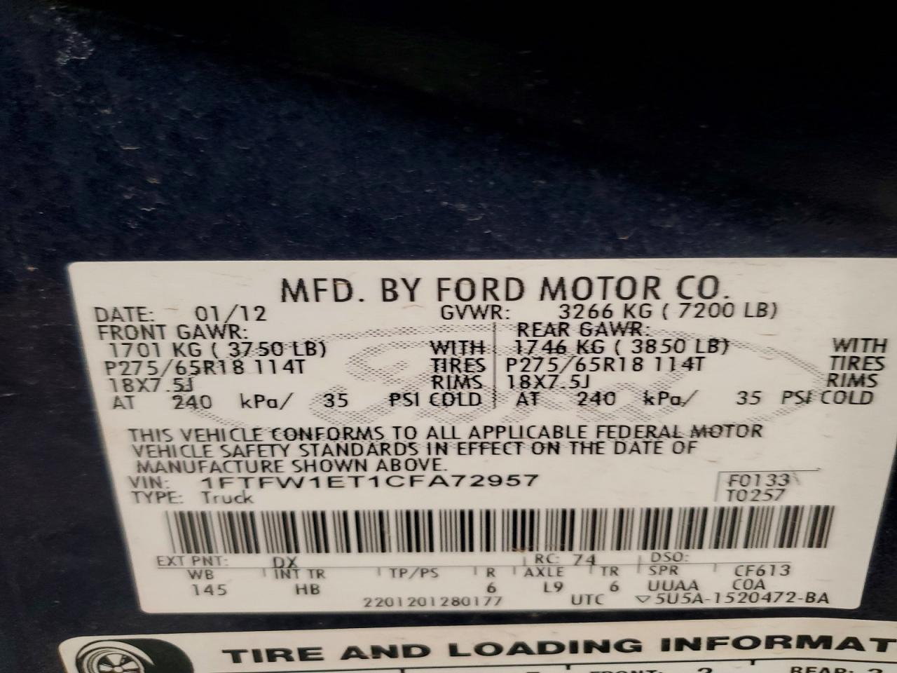2012 Ford F150 Supercrew