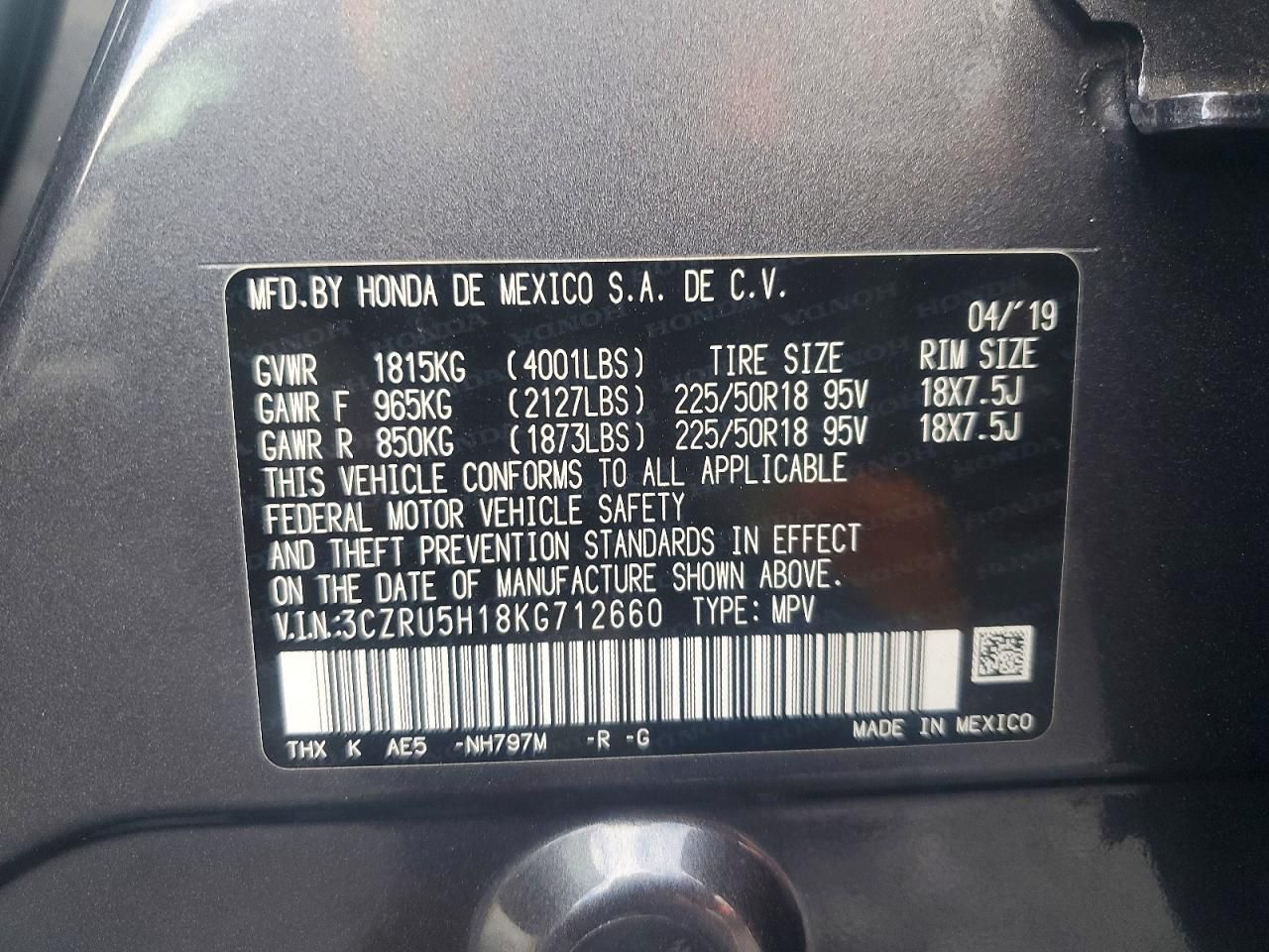 2019 Honda Hr-v Sport