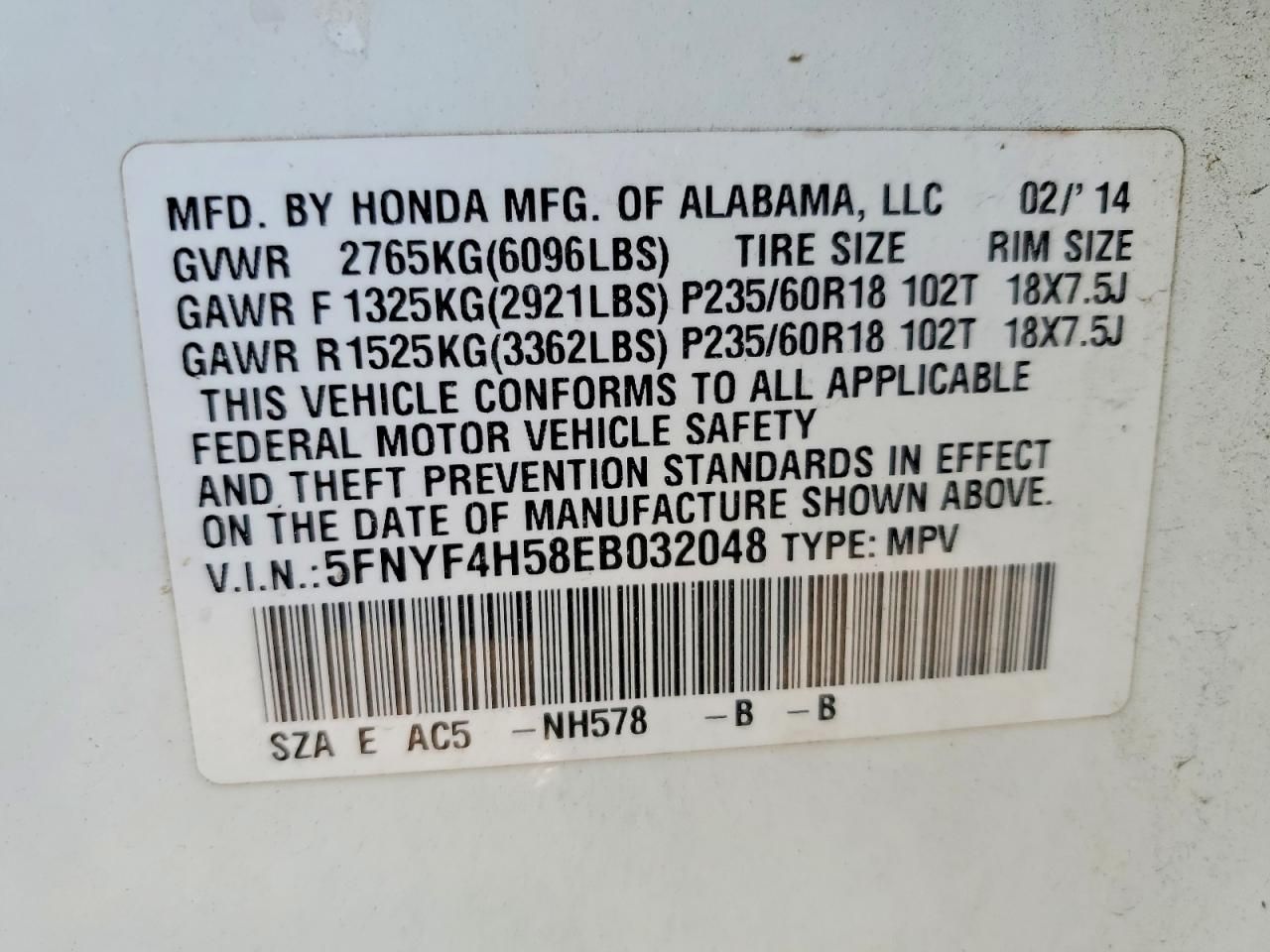 2014 Honda Pilot exl