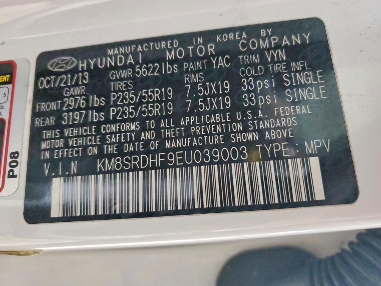 2014 Hyundai Santa fe gls