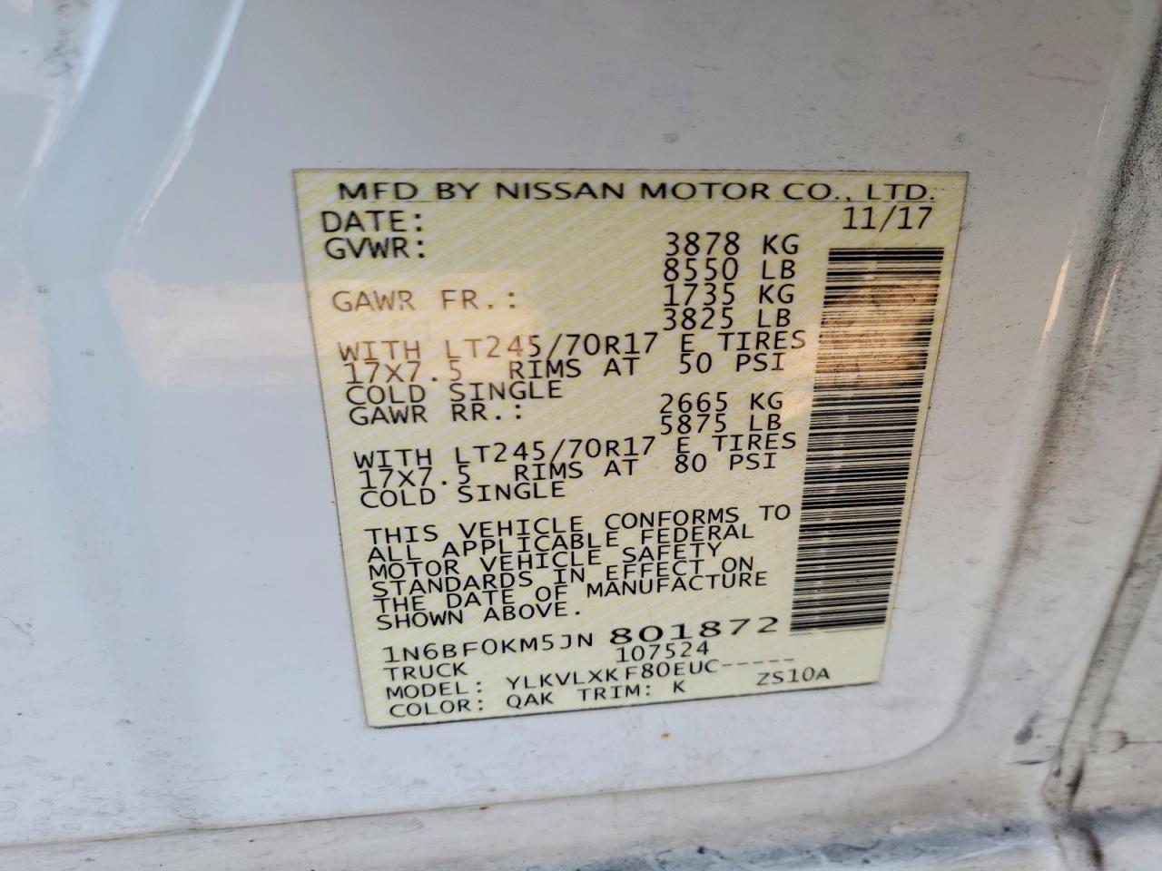 2018 Nissan NV 1500 Delivery Van