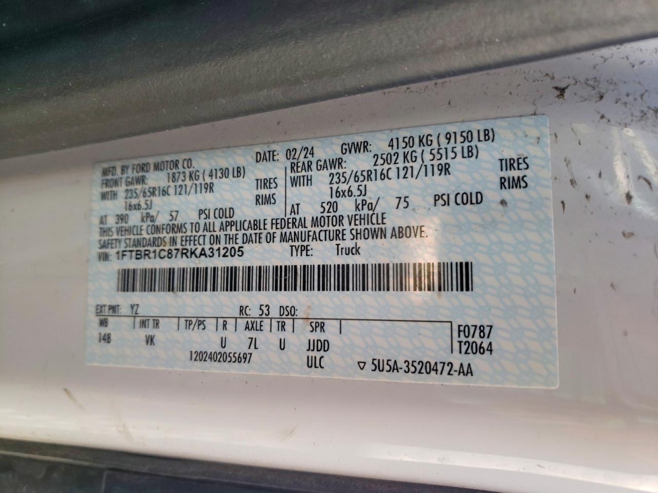 2024 Ford Transit 250 Utility / Service Van