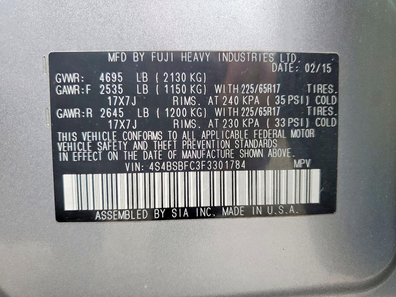 2015 Subaru Outback 2.5i Premium