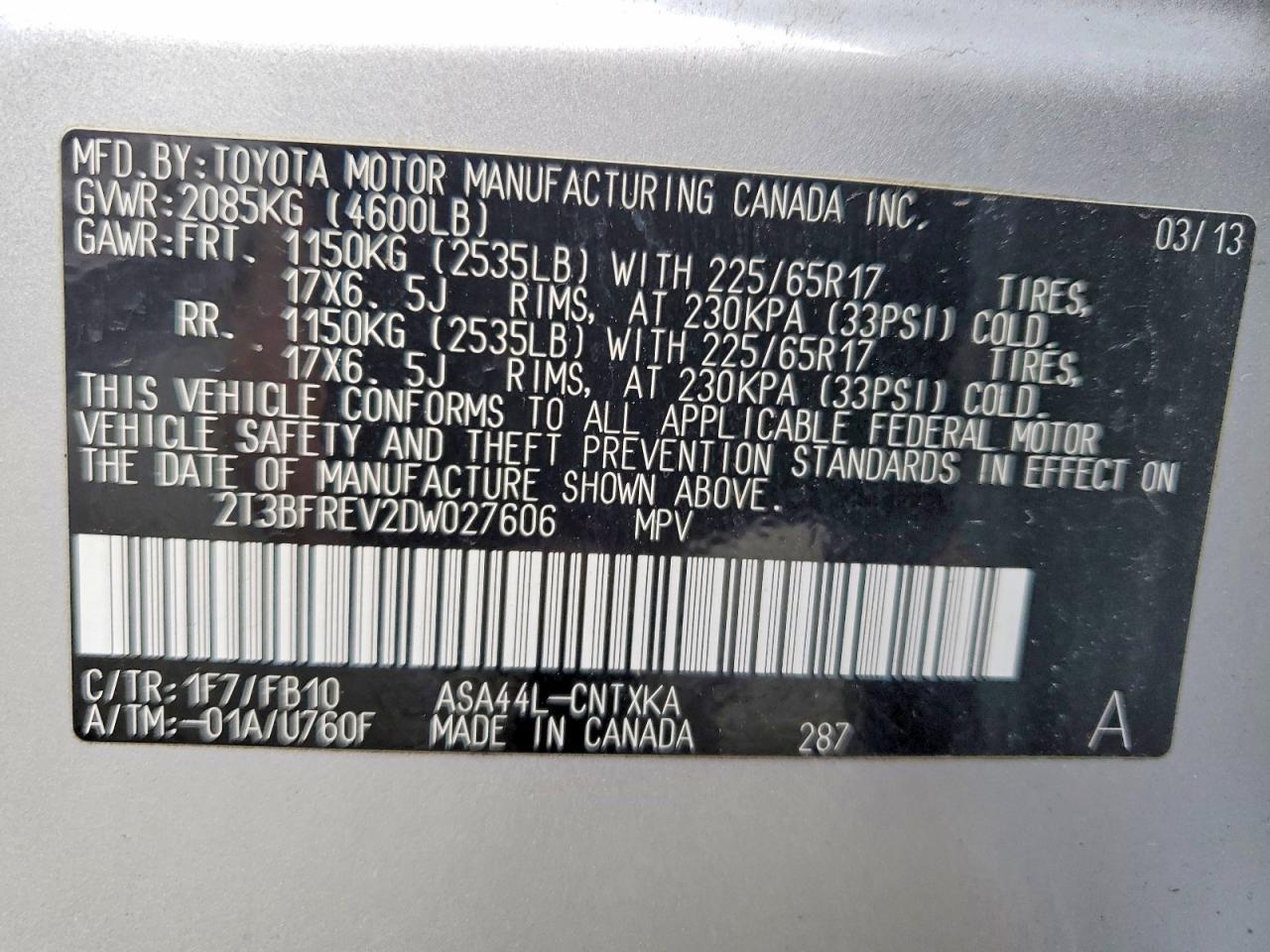 2013 Toyota Rav4 le