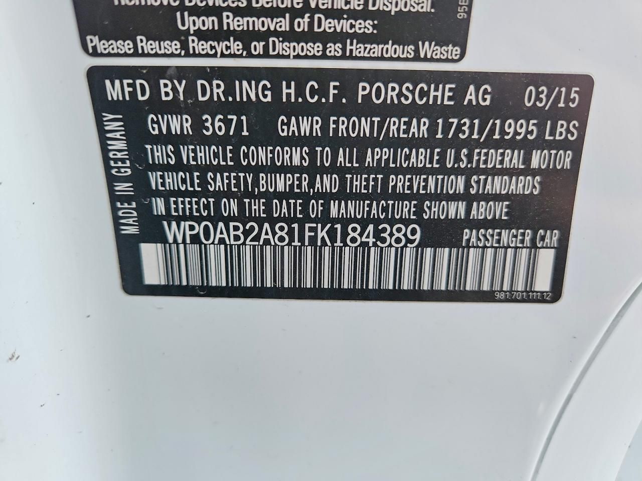 2015 Porsche Cayman s