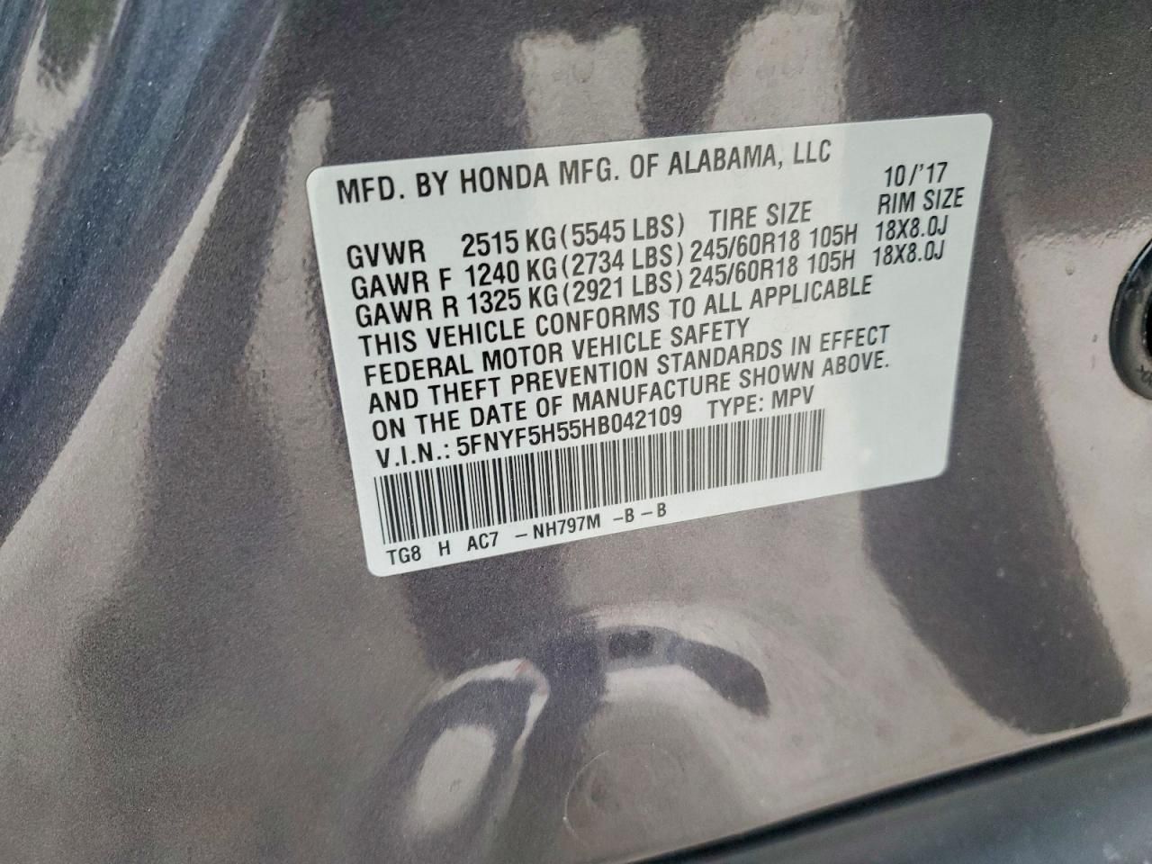 2017 Honda Pilot exl