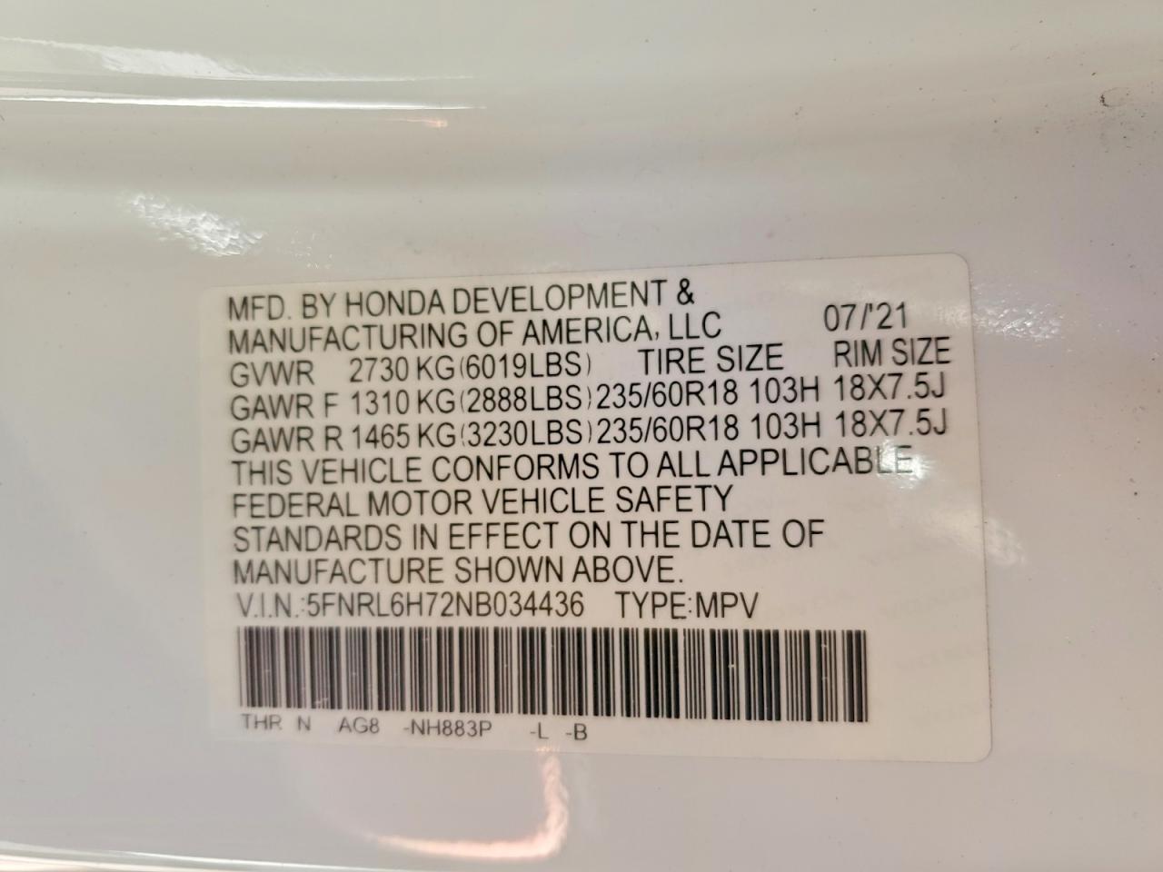 2022 Honda Odyssey exl