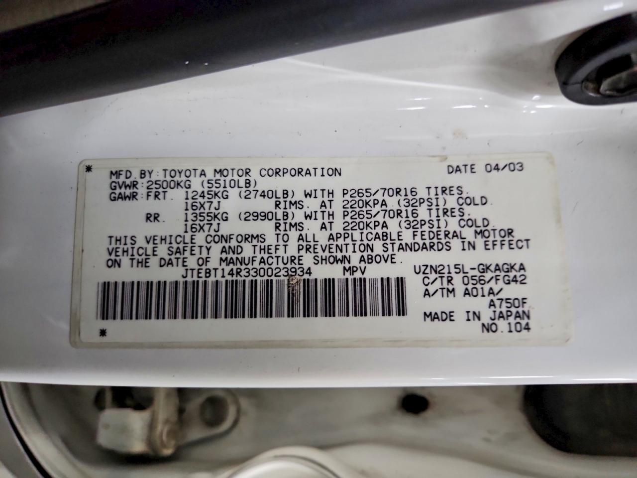 2003 Toyota 4runner SR5