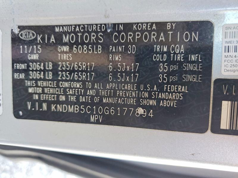 2016 KIA Sedona lx