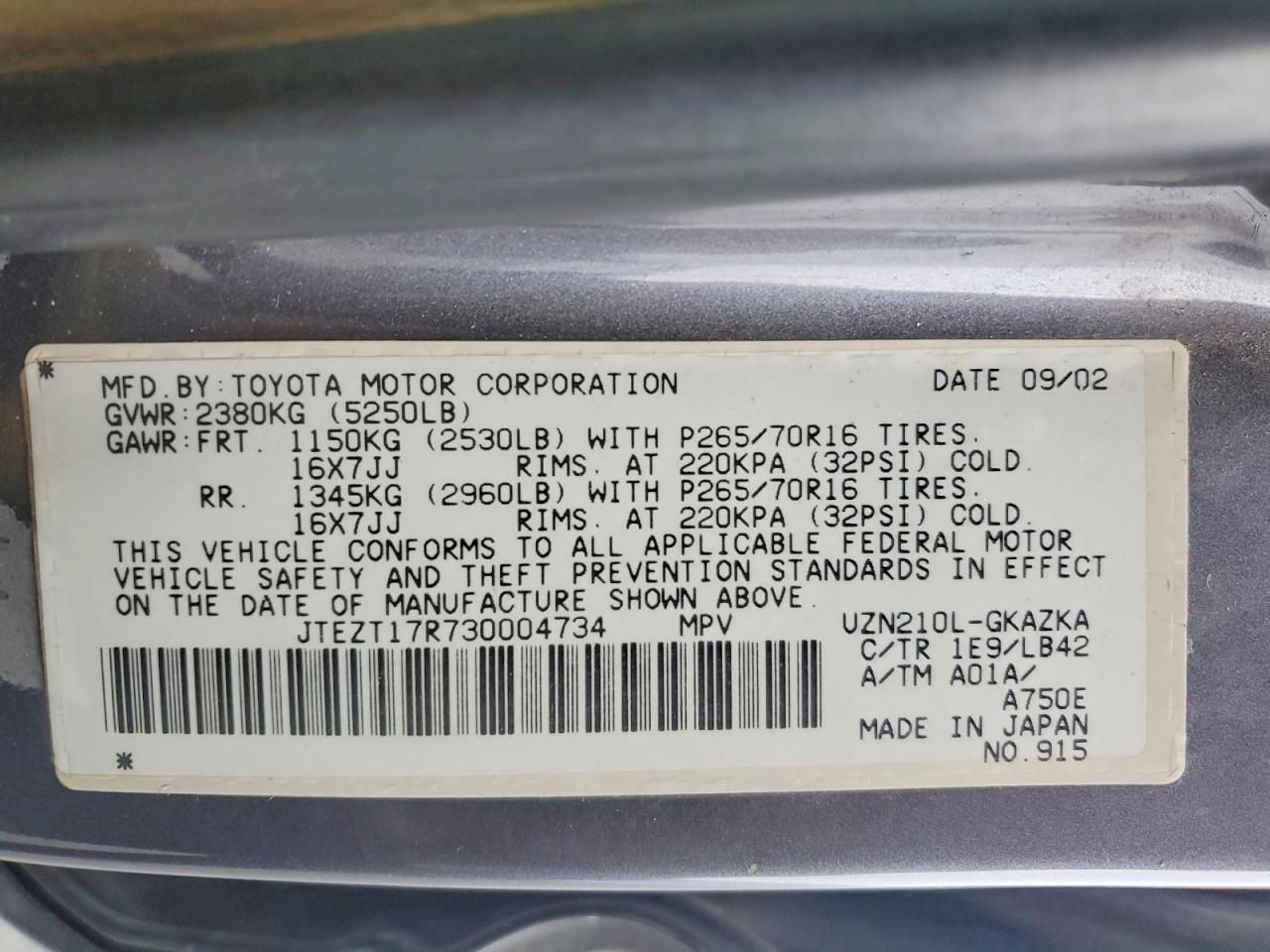 2003 Toyota 4runner Limited