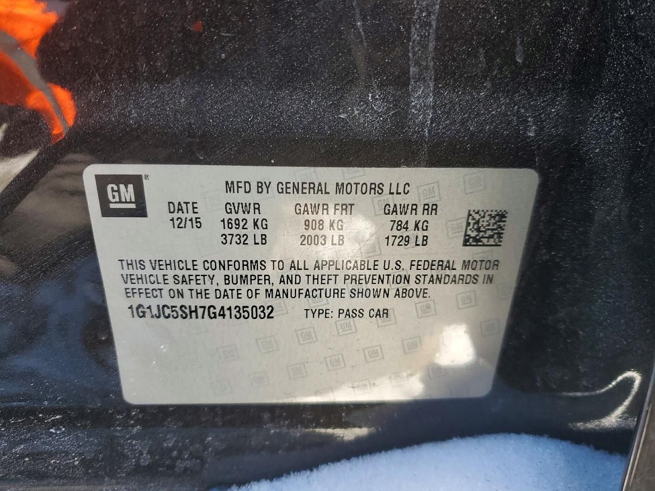 2016 Chevrolet Sonic lt