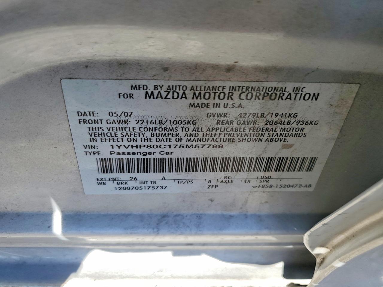 2007 Mazda 6 I