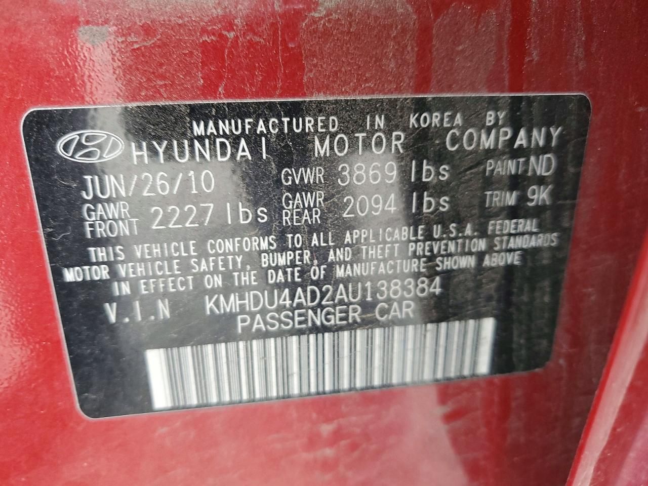 2010 Hyundai Elantra Blue