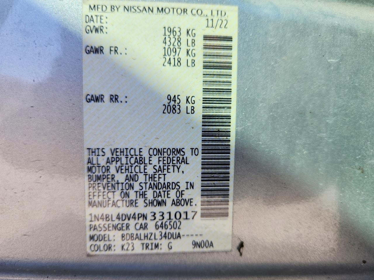 2023 Nissan Altima sv