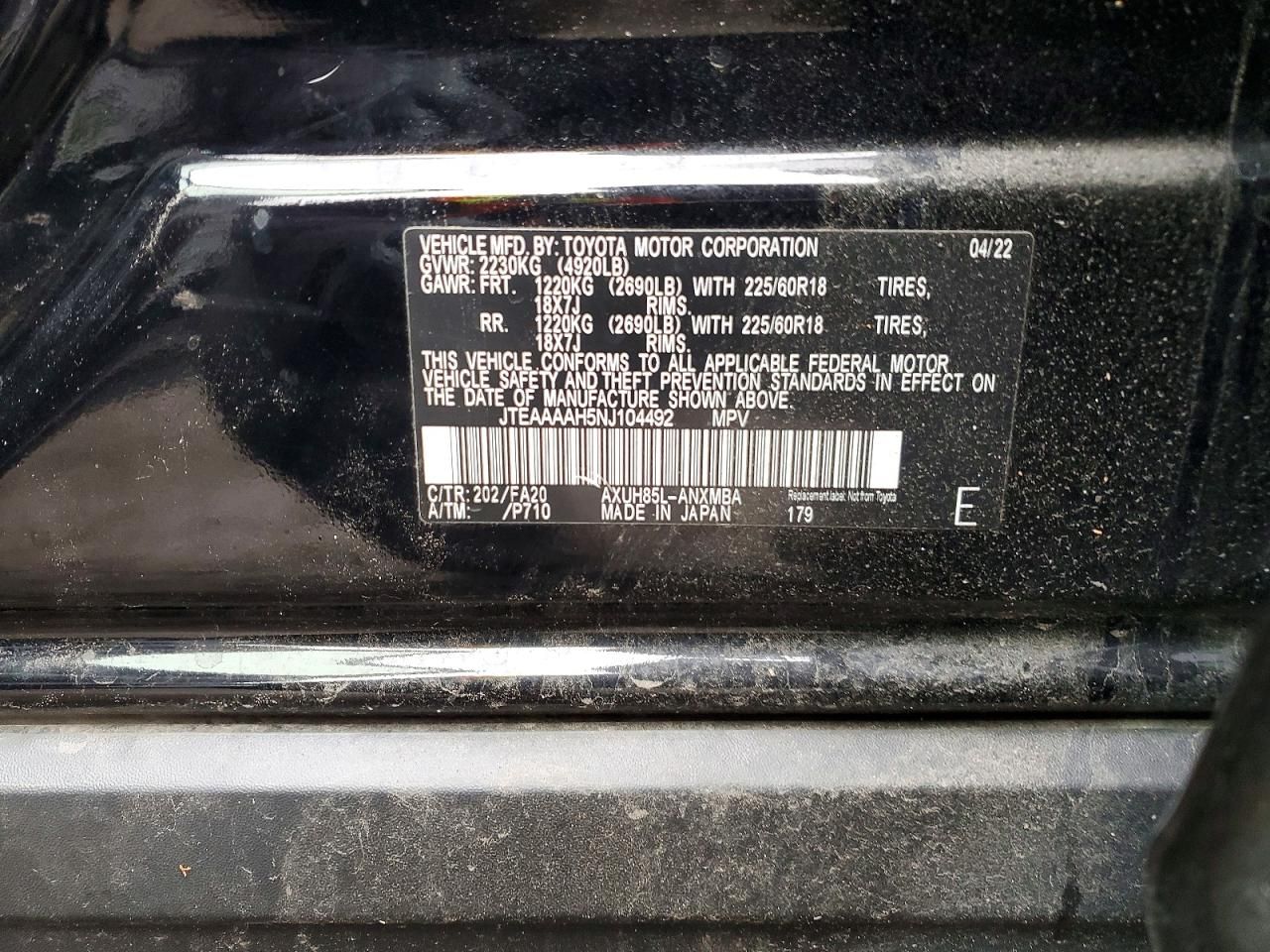 2022 Toyota Venza le