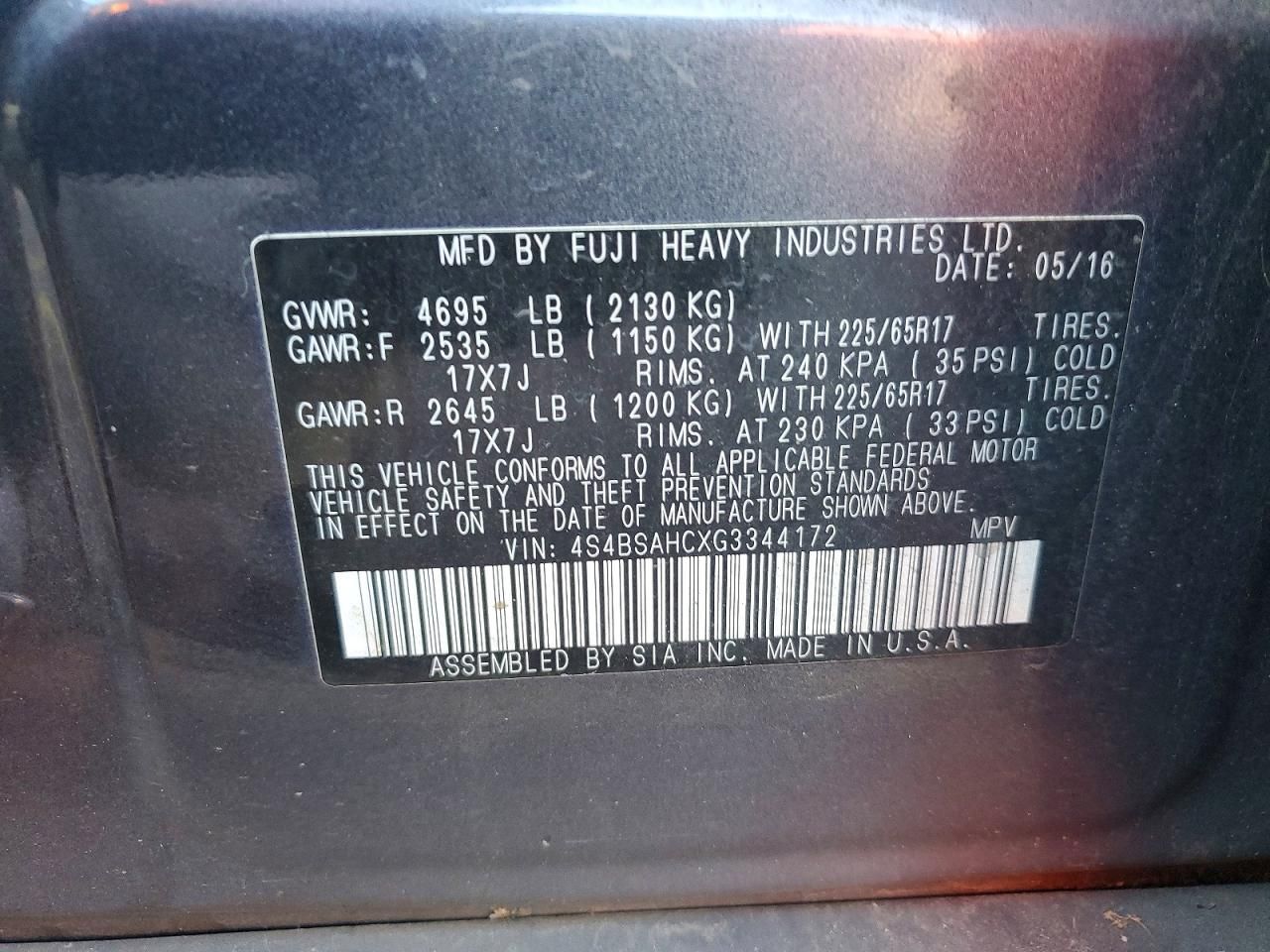 2016 Subaru Outback 2.5i Premium