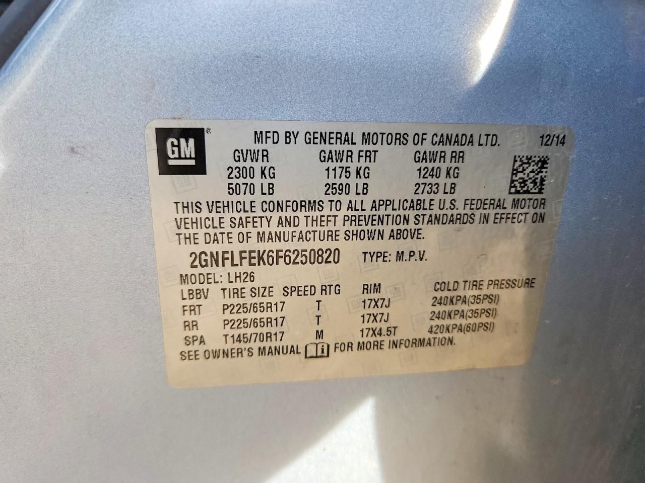 2015 Chevrolet Equinox lt