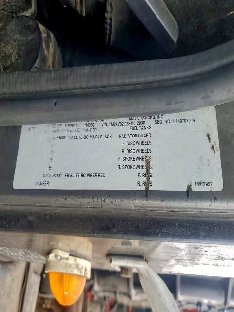 2015 Mack Mru613 Refuse Truck