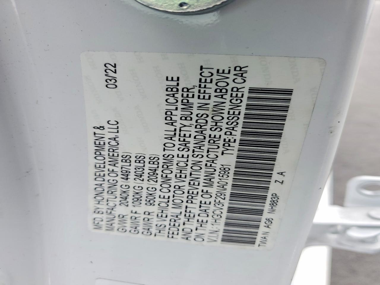 2022 Honda Accord Hybrid Sport