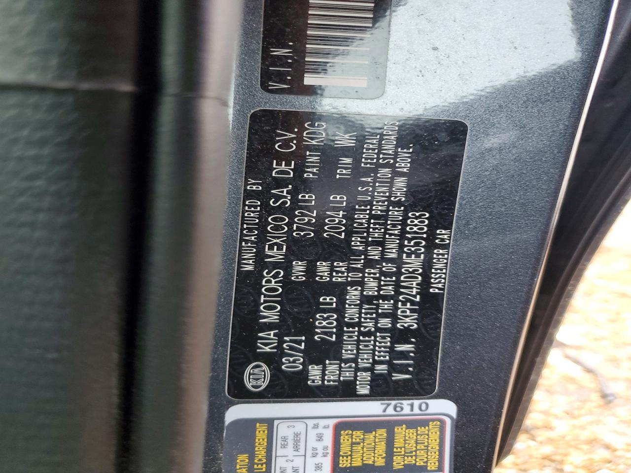 2021 KIA Forte fe