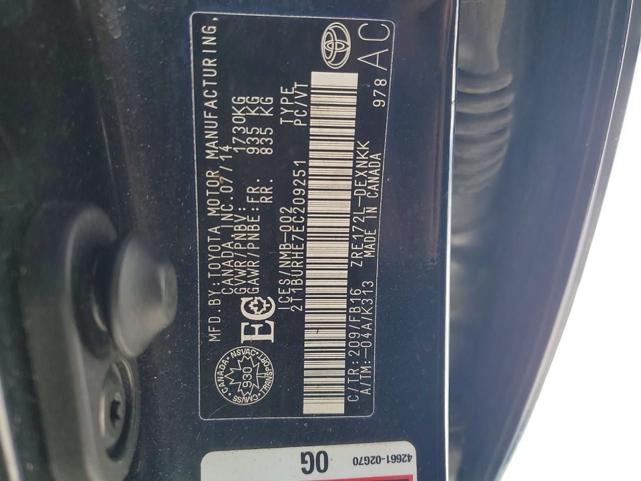 2014 Toyota Corolla l