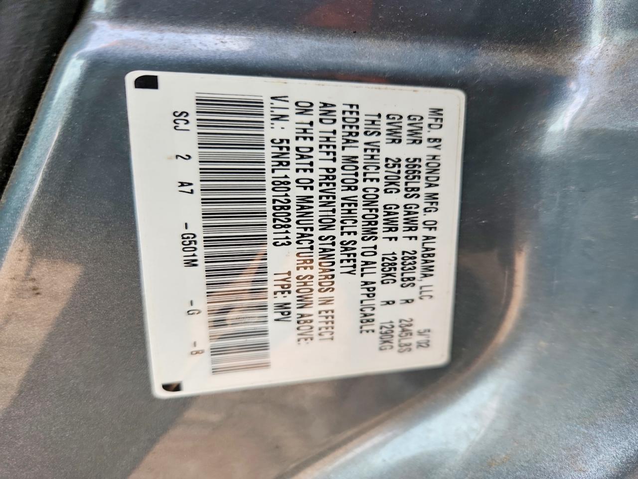 2002 Honda Odyssey exl