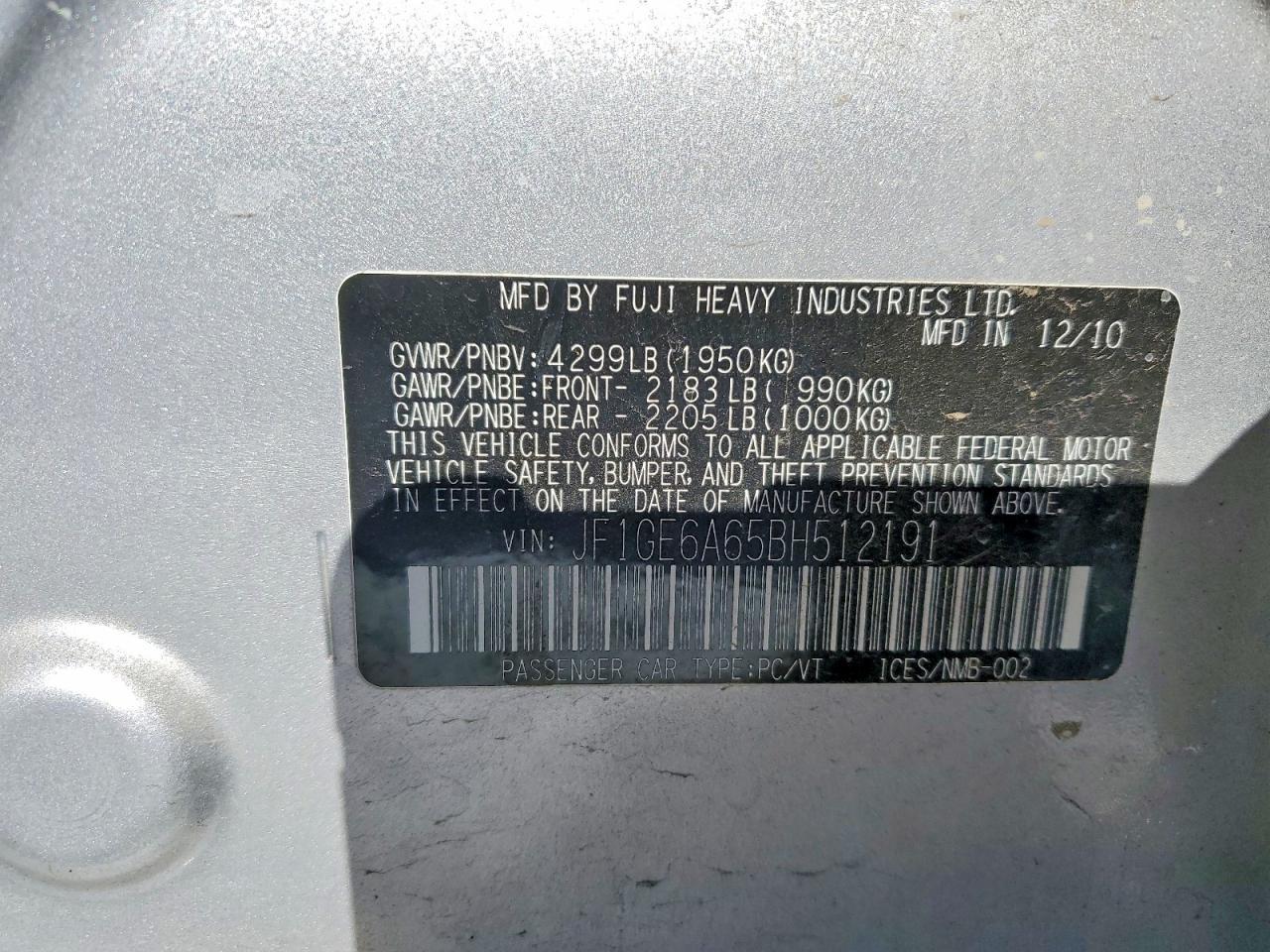 2011 Subaru Impreza 2.5i