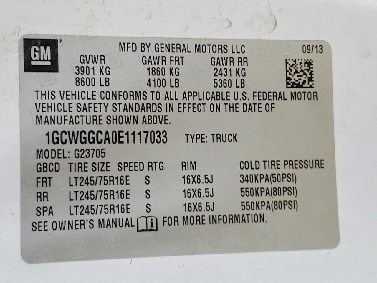 2014 Chevrolet Express G2500 Utility / Service Van