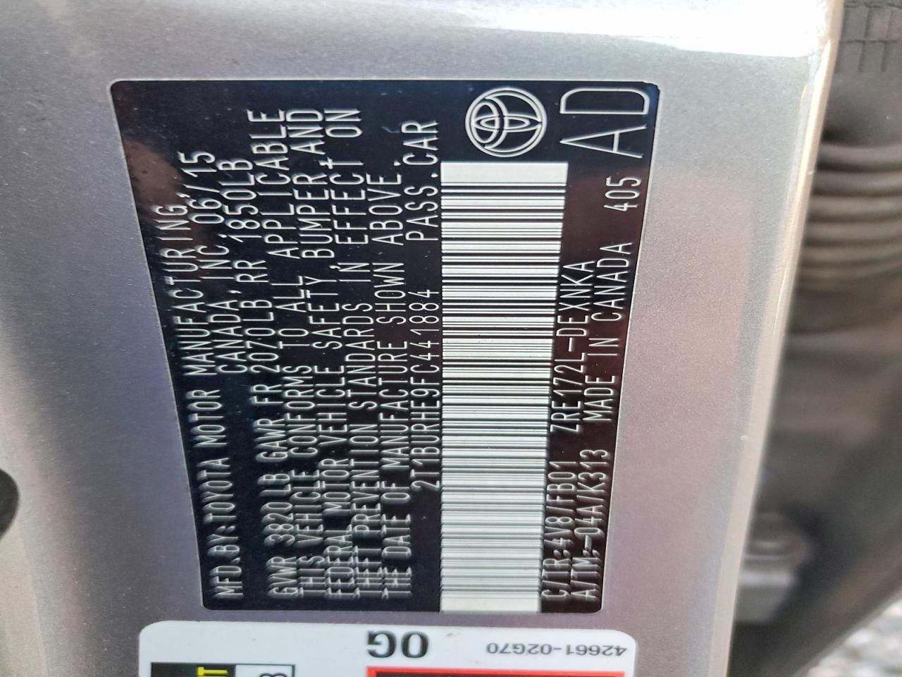 2015 Toyota Corolla l