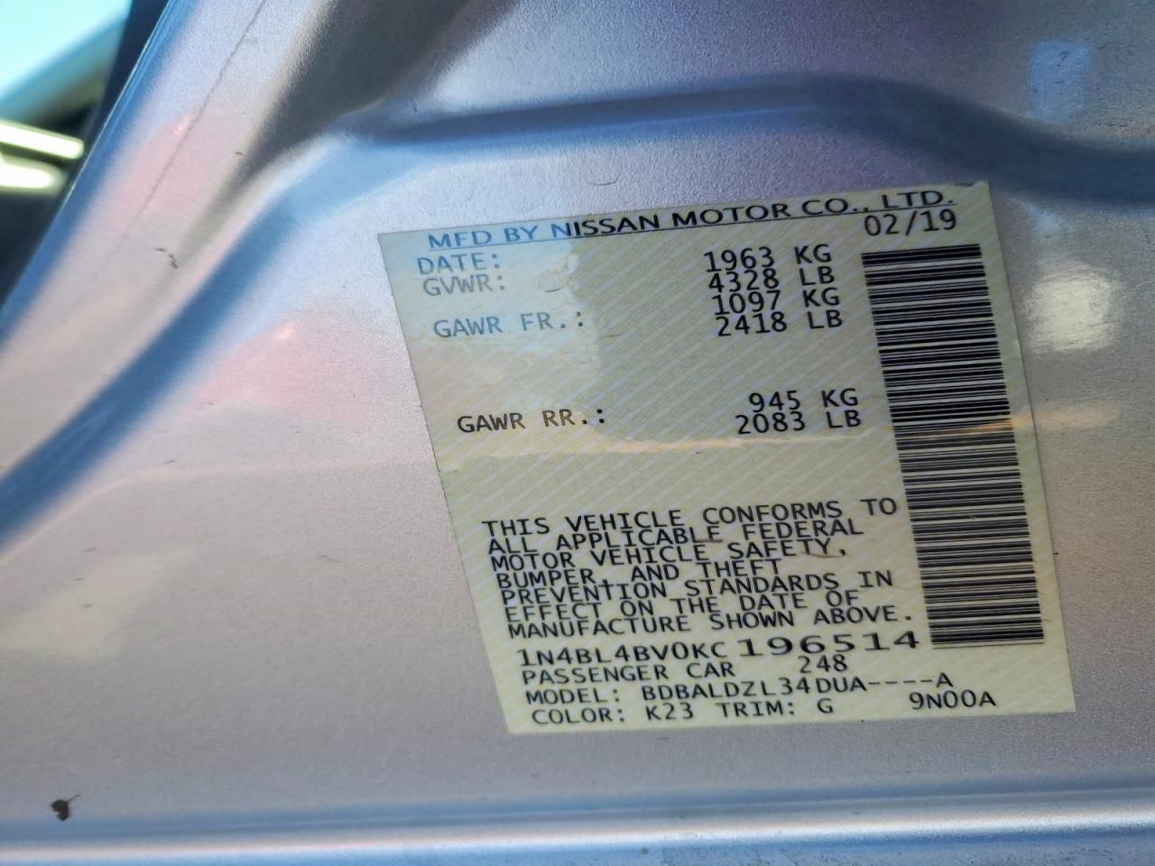 2019 Nissan Altima s